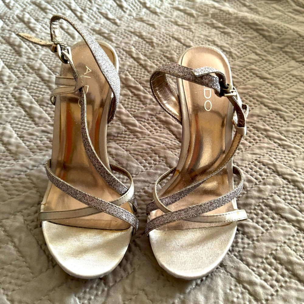 Aldo silver strappy heels